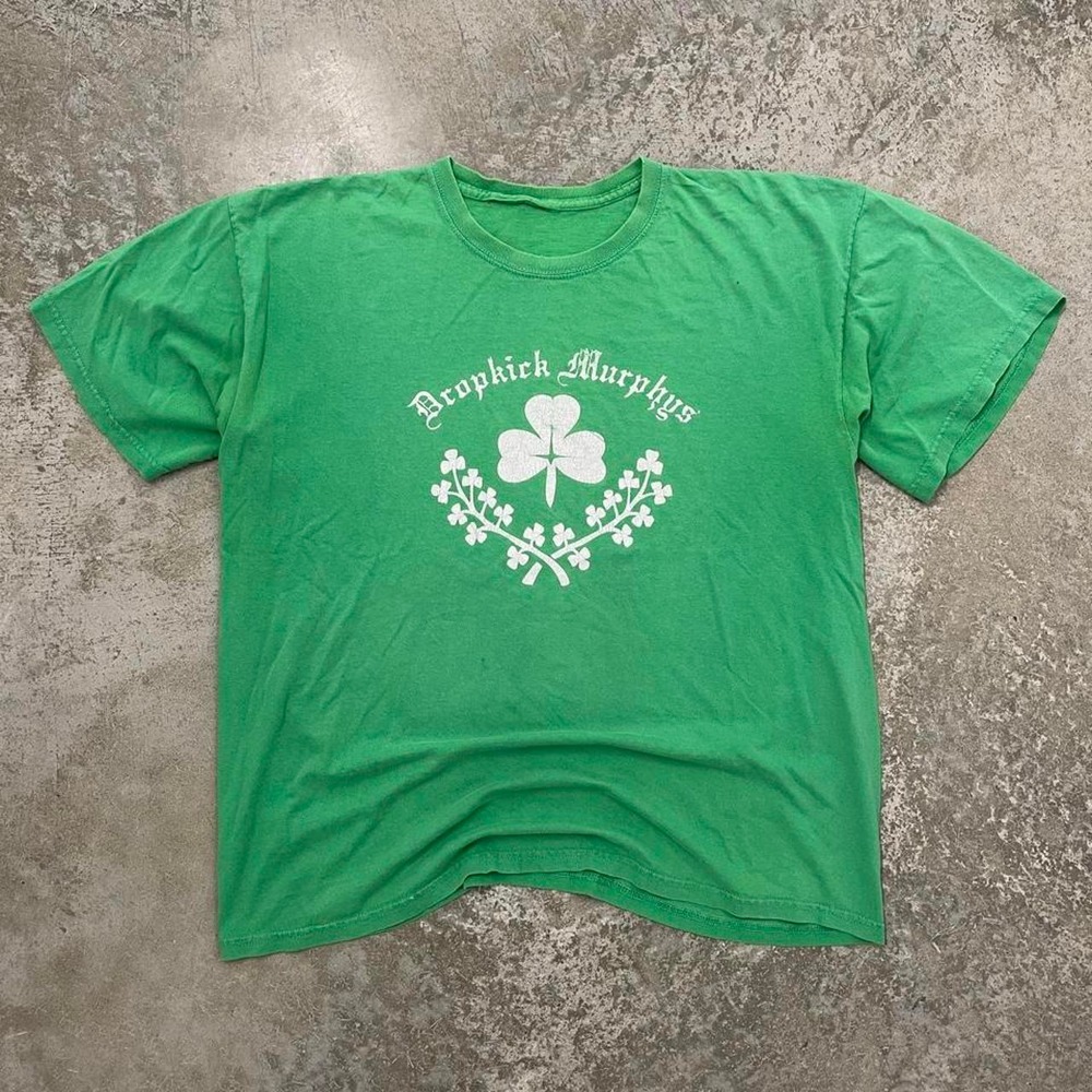 Vintage Dropkick Murphys Shamrock and Roll Green Punk Band T Shirt Mens XL